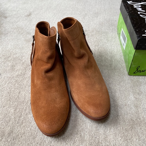 SAM EDELMAN Camel Suede Ankle Booties - Wide - Picture 8 of 10